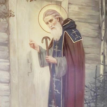 Икона прп. Сергия Радонежского (настенная роспись храма Казанской иконы Божией Матери)